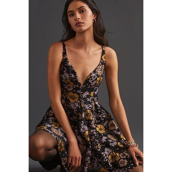 Anthropologie Jacquard A- Line Mini Dress Size 10 - Picture 2 of 8